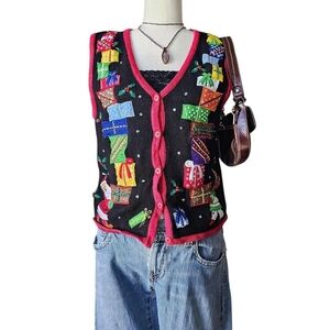 Festive Black and Red Women's Top